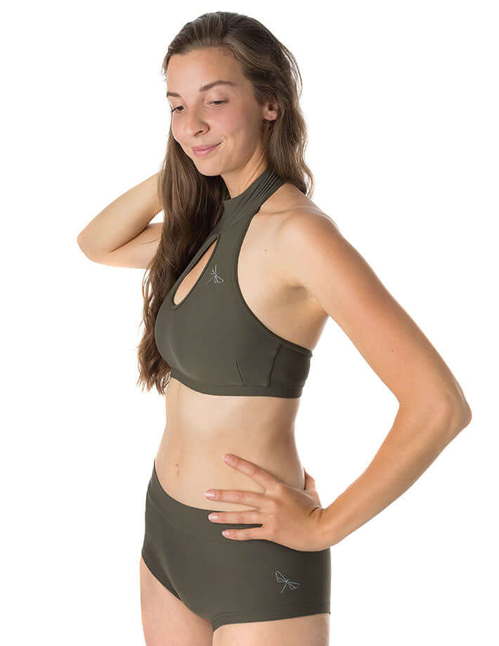 High neck sports bra Terri | Sports bra | Color: black | Women's sports bra | Dragonfly Pole Dance Clothes and Bikram Hot Yoga Outfit