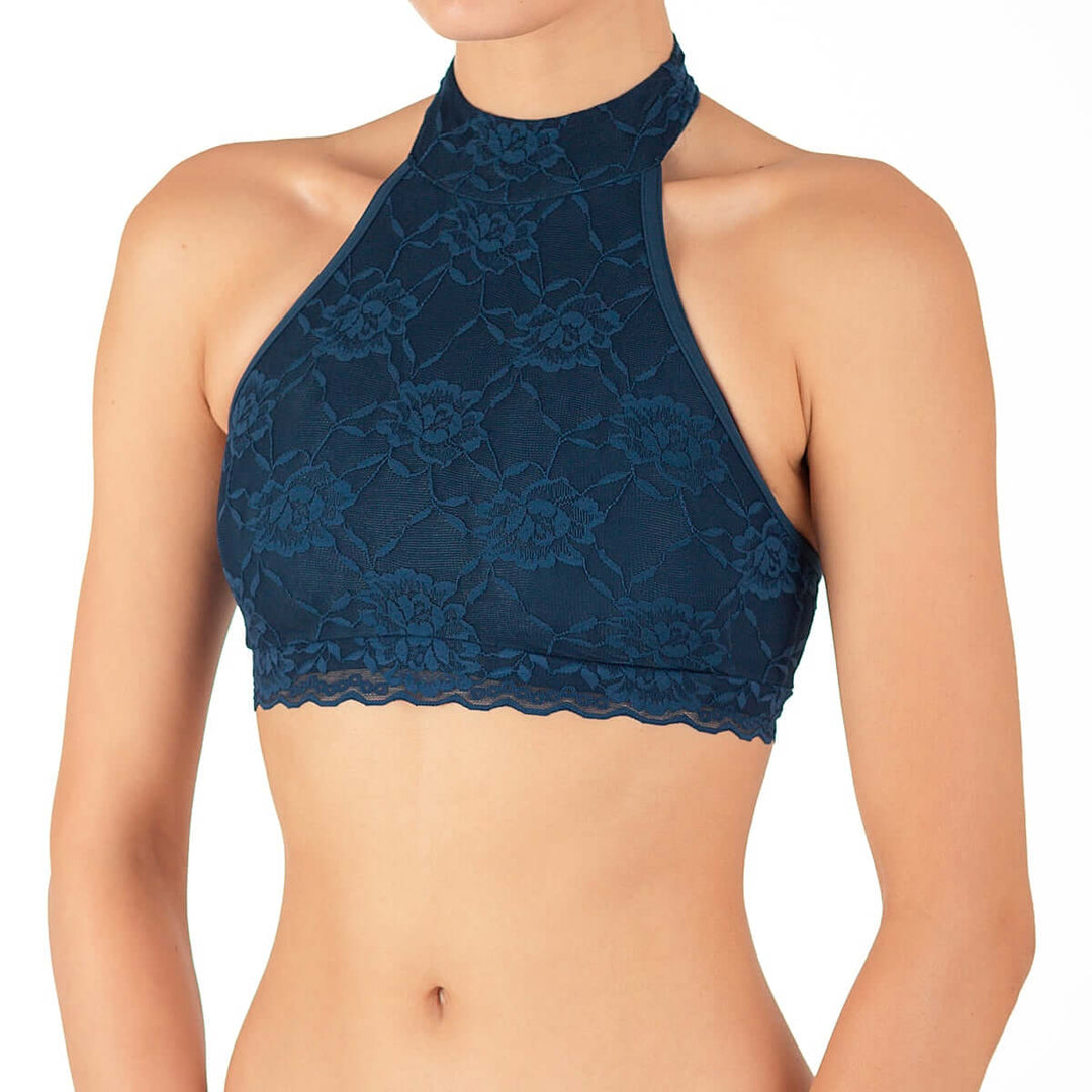 Lace sports bra Lisette | Sports bra | Color: petrol lace | Women's sports bra | Dragonfly Pole Dance Clothes and Bikram Hot Yoga Outfit