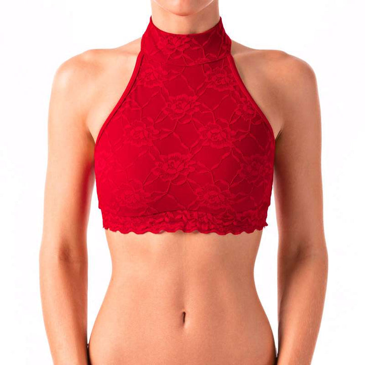 Lace sports bra Lisette | Sports bra | Color: red lace | Women's sports bra | Dragonfly Pole Dance Clothes and Bikram Hot Yoga Outfit