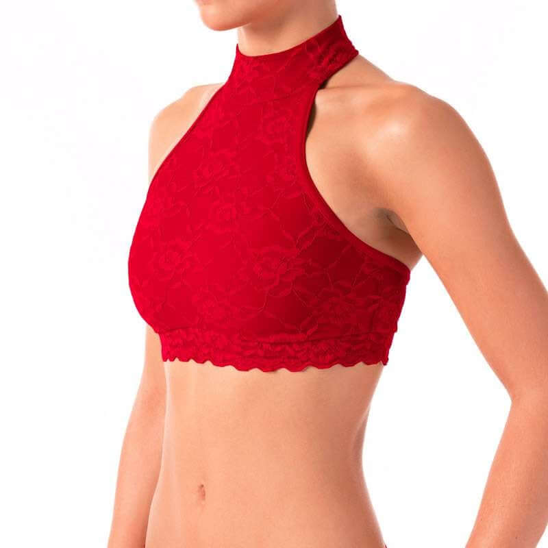 Lace sports bra Lisette | Sports bra | Color: red lace | Women's sports bra | Dragonfly Pole Dance Clothes and Bikram Hot Yoga Outfit