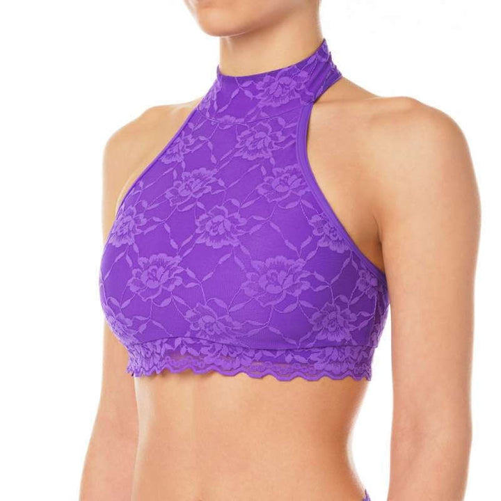Lace sports bra Lisette | Sports bra | Color: violet lace | Women's sports bra | Dragonfly Pole Dance Clothes and Bikram Hot Yoga Outfit