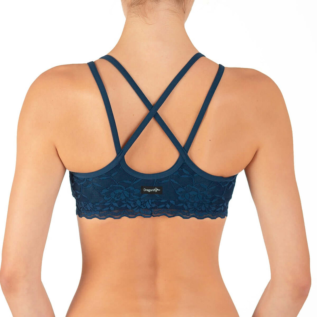 Lace sports bra Nicole | Sports bra | Color: petrol lace | Women's sports bra | Dragonfly Pole Dance Clothes and Bikram Hot Yoga Outfit