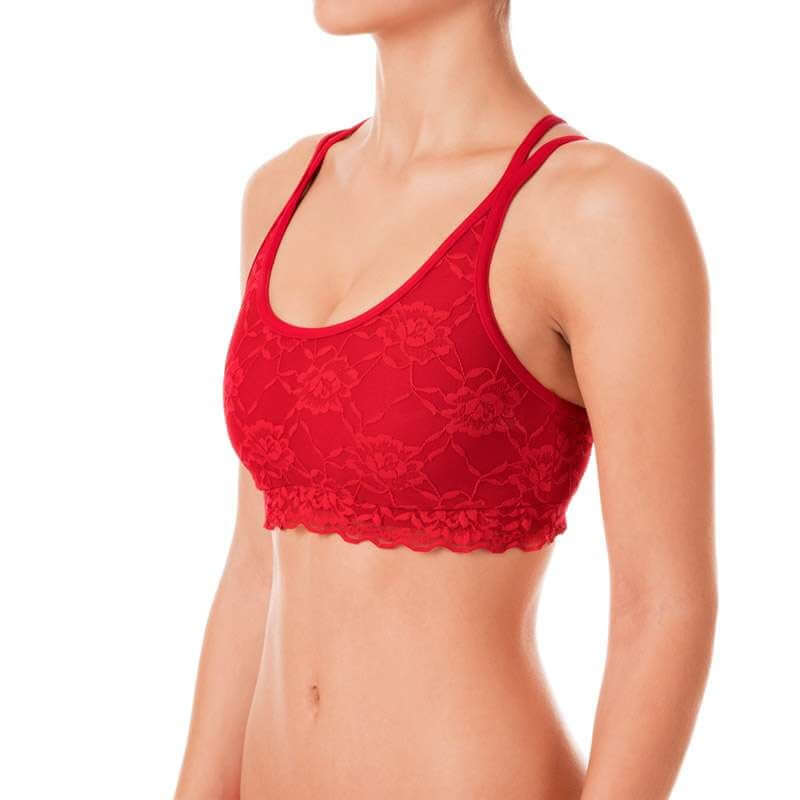 Lace sports bra Nicole | Sports bra | Color: red lace | Women's lace sports bra | Dragonfly Pole Dance Clothes and Bikram Hot Yoga Outfit