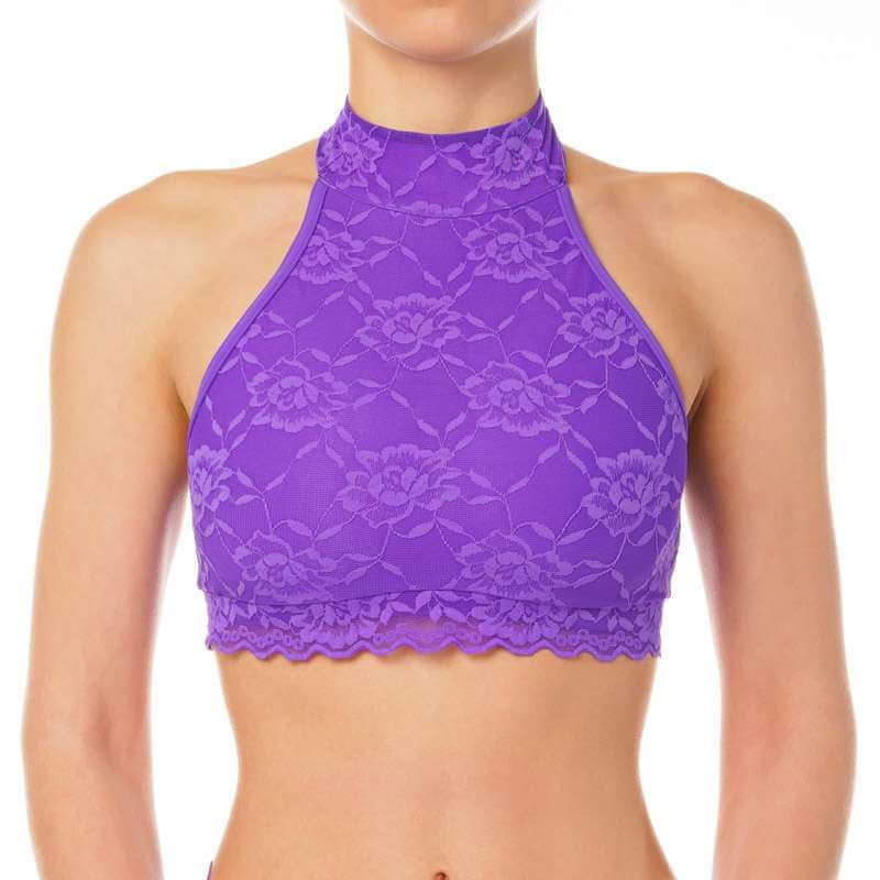 Lace sports bra Lisette | Sportovní podprsenka za krk s krajkou - Lisette | Brassière sport halter en dentelle - Lisette | Women's sports bra | Dragonfly Pole Dance Clothes and Bikram Hot Yoga Outfit