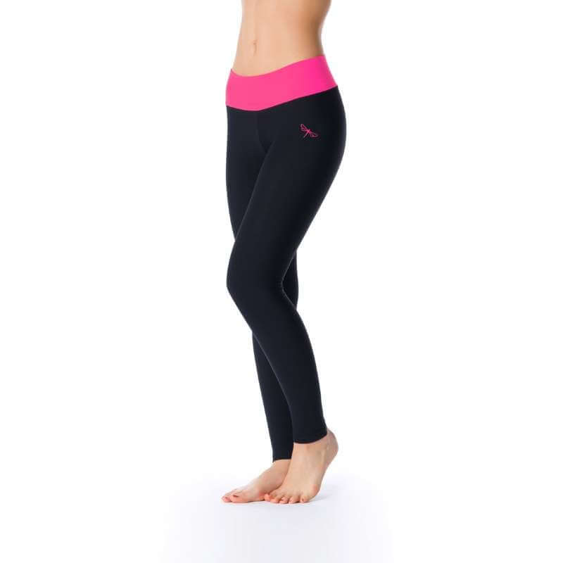 Mid rise leggings Adriana | Leggings | Color: black / pink | Yoga Leggings | Legíny na jógu | Dragonfly Pole Wear and Bikram Hot Yoga Clothes