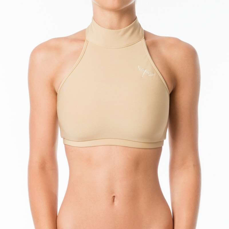 Halter sports bra Lisette | Brassière de sport dos nu à tour de cou Lisette | Color: petrol | Women's sports bra | Dragonfly Pole Dance Clothes and Bikram Hot Yoga Outfit