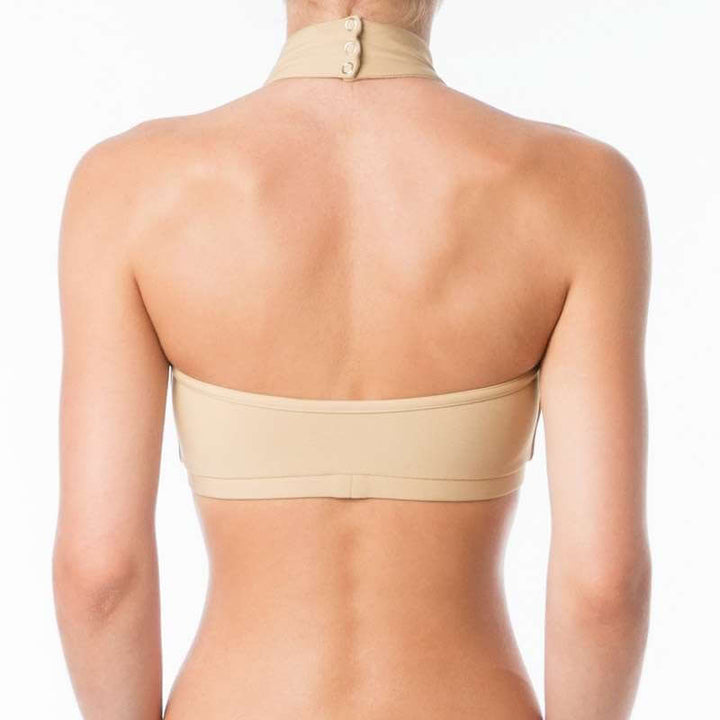 Halter sports bra Lisette | Brassière de sport dos nu à tour de cou Lisette | Color: petrol | Women's sports bra | Dragonfly Pole Dance Clothes and Bikram Hot Yoga Outfit