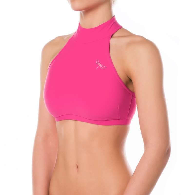 Halter sports bra Lisette | Brassière de sport dos nu à tour de cou | Color: petrol | Women's sports bra | Dragonfly Pole Dance Clothes and Bikram Hot Yoga Outfit