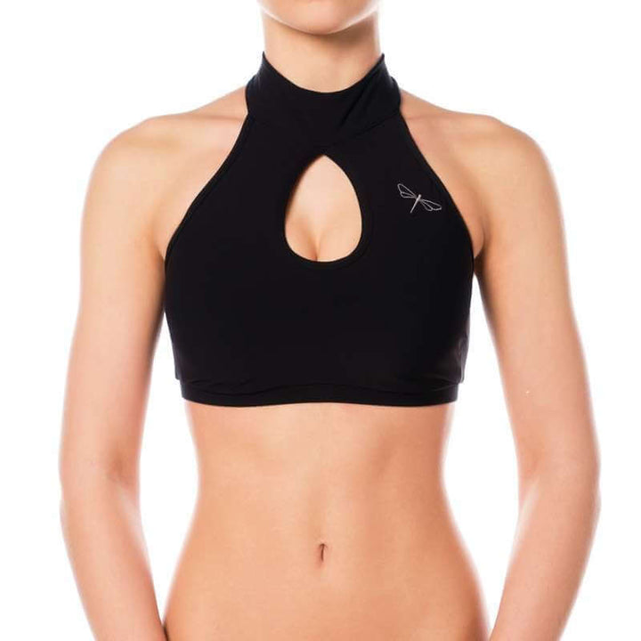 High neck sports bra Terri | Sports bra | Color: black | Women's sports bra | Dragonfly Pole Dance Clothes and Bikram Hot Yoga Outfit