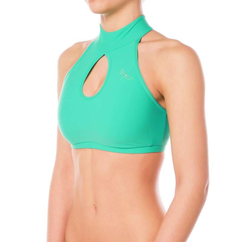 High neck sports bra Terri | Sports bra | Color: mint | Women's sports bra | Dragonfly Pole Dance Clothes and Bikram Hot Yoga Outfit
