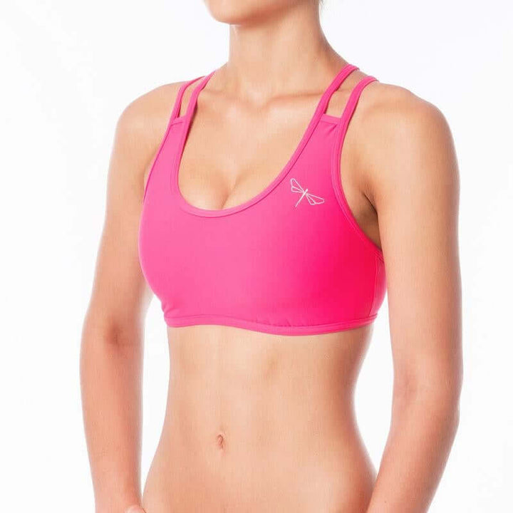 Doppel-Träger Sport-BH | Sports bra | Color: yellow | Women's sports bra | Dragonfly Pole Dance Clothes and Bikram Hot Yoga Outfit